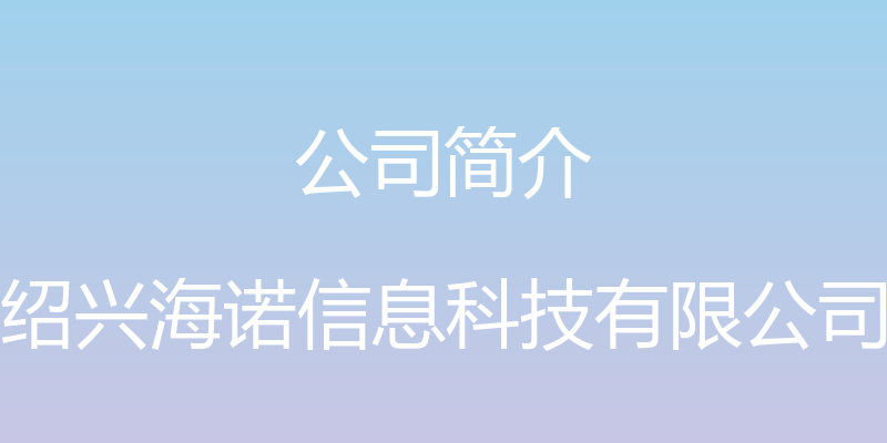 公司简介 - 绍兴海诺信息科技有限公司