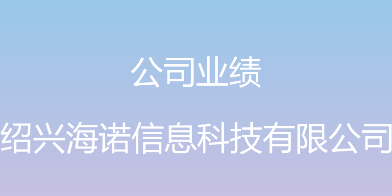 公司业绩 - 绍兴海诺信息科技有限公司